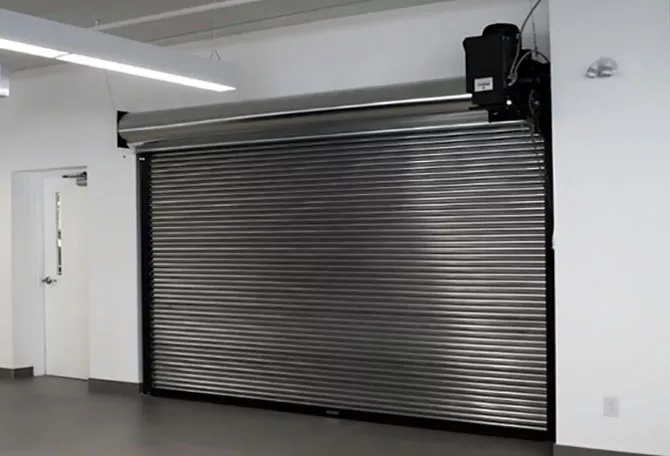Fire-rated rolling door from Car-Wal Doors, providing essential safety and code compliance for commercial buildings.